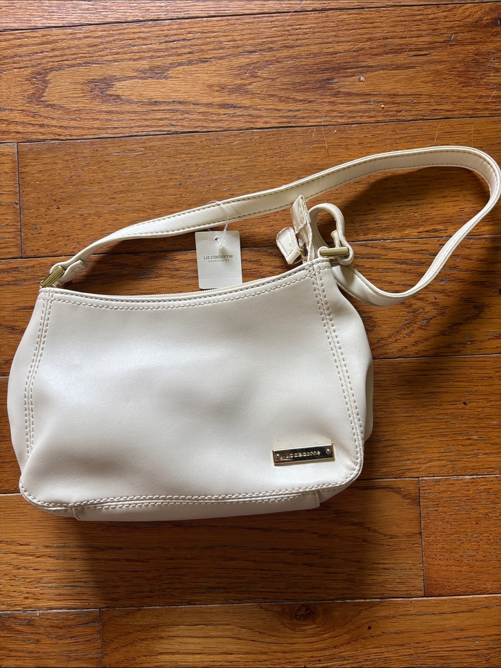 Liz Claiborne Ivory Shoulder Bag with Gold Accent